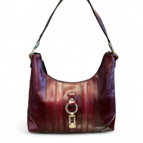 Etienne Aigner Handbags - Etienne Aigner Burgundy Leather Hobo Bag